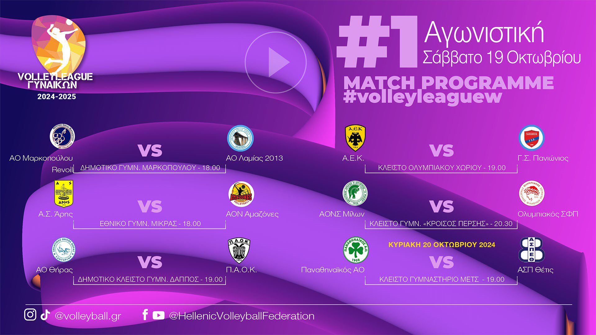 Ντεμπούτο του Α.Ο.Ν.Σ.Μίλων στη Volley League κόντρα στον Ολυμπιακό (19/10, 20:30)