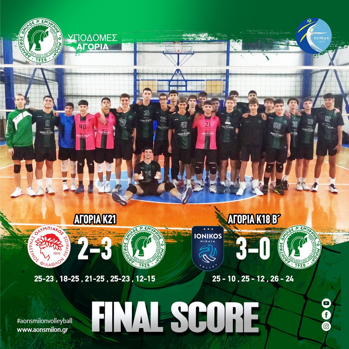 🏐 ΑΠΟΤΕΛΕΣΜΑΤΑ – ΥΠΟΔΟΜΕΣ ΑΓΟΡΙΑ