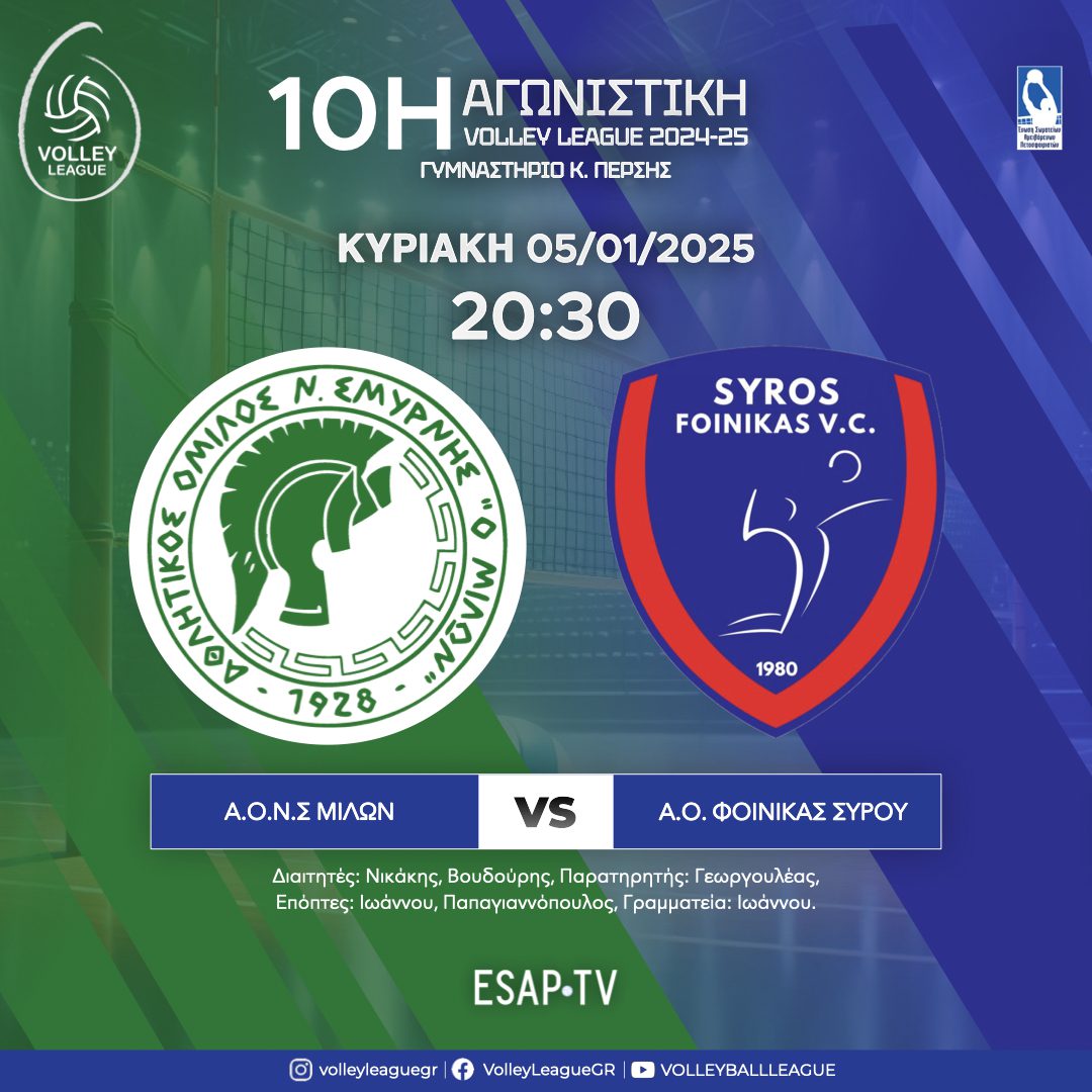 Ευκαιρία για να μείνει μόνος στην κορυφή ο Μίλων κόντρα στον Φοίνικα (5/1, 20.30, Live Streaming ESAP T.V. You Tube)