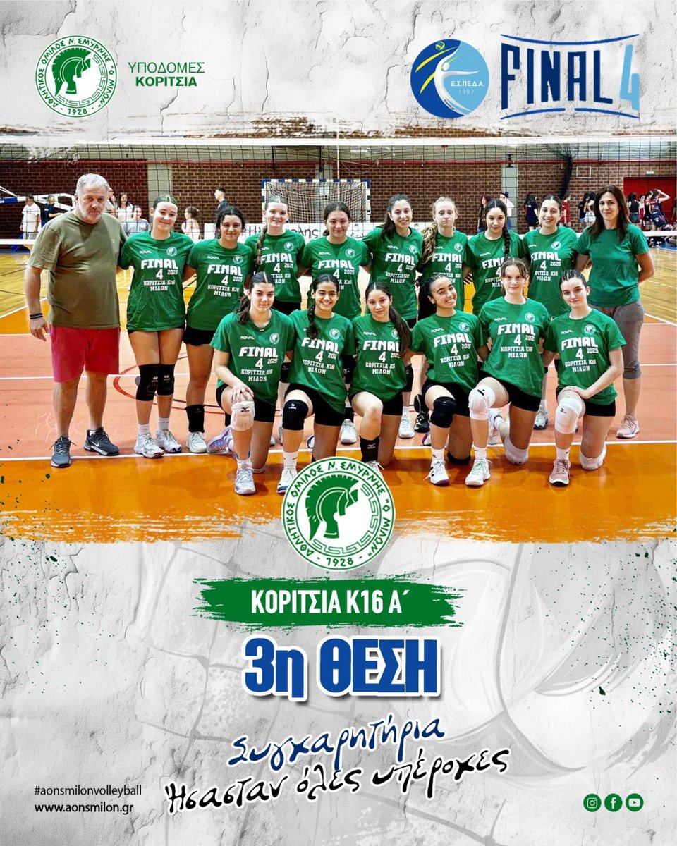 🥉 3η ΘΕΣΗ ΓΙΑ ΤΑ ΚΟΡΙΤΣΙΑ Κ16 Α΄