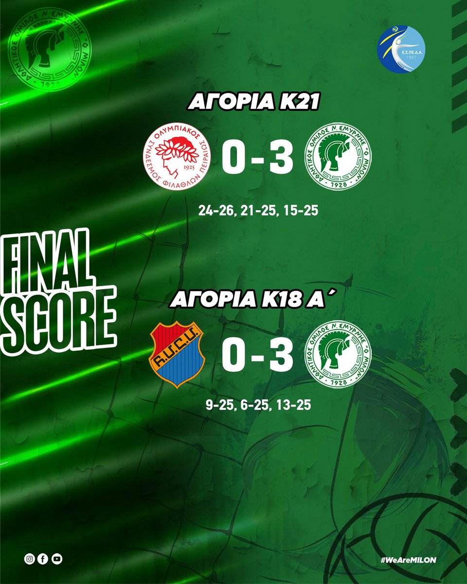 ΑΠΟΤΕΛΕΣΜΑΤΑ ΑΓΩΝΩΝ ΥΠΟΔΟΜΩΝ ΑΓΟΡΙΩΝ Κ21 – Κ18